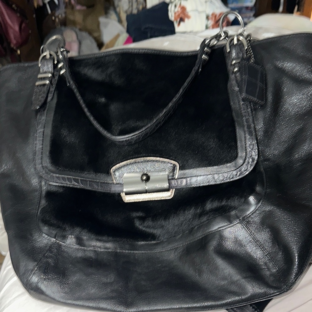NWT J127819969 Coach Black Leather cow hide Shoulder Bag gunmetal acc - Picture 14 of 16